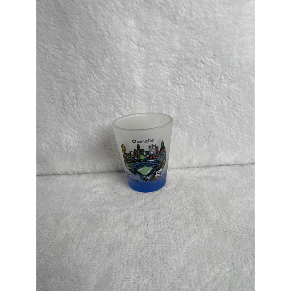 Vintage Shot Glass Blue Good Charlotte North Carolina